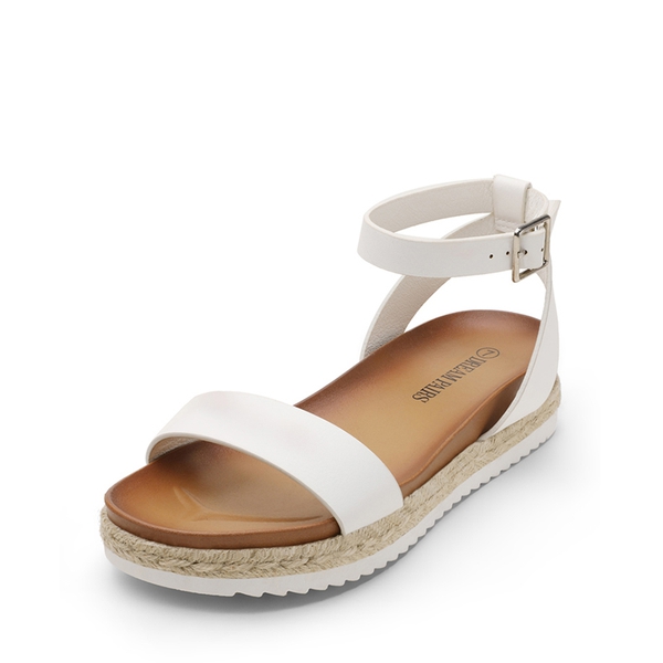 Open Toe Ankle-Strap Espadrille Platform Sandals - WHITE PU -  0